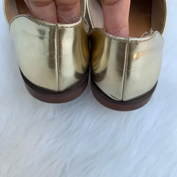 Zara Gold Metallic Zipper Sandals Statement Summer Shoes Size 10 - Picture 3 of 8